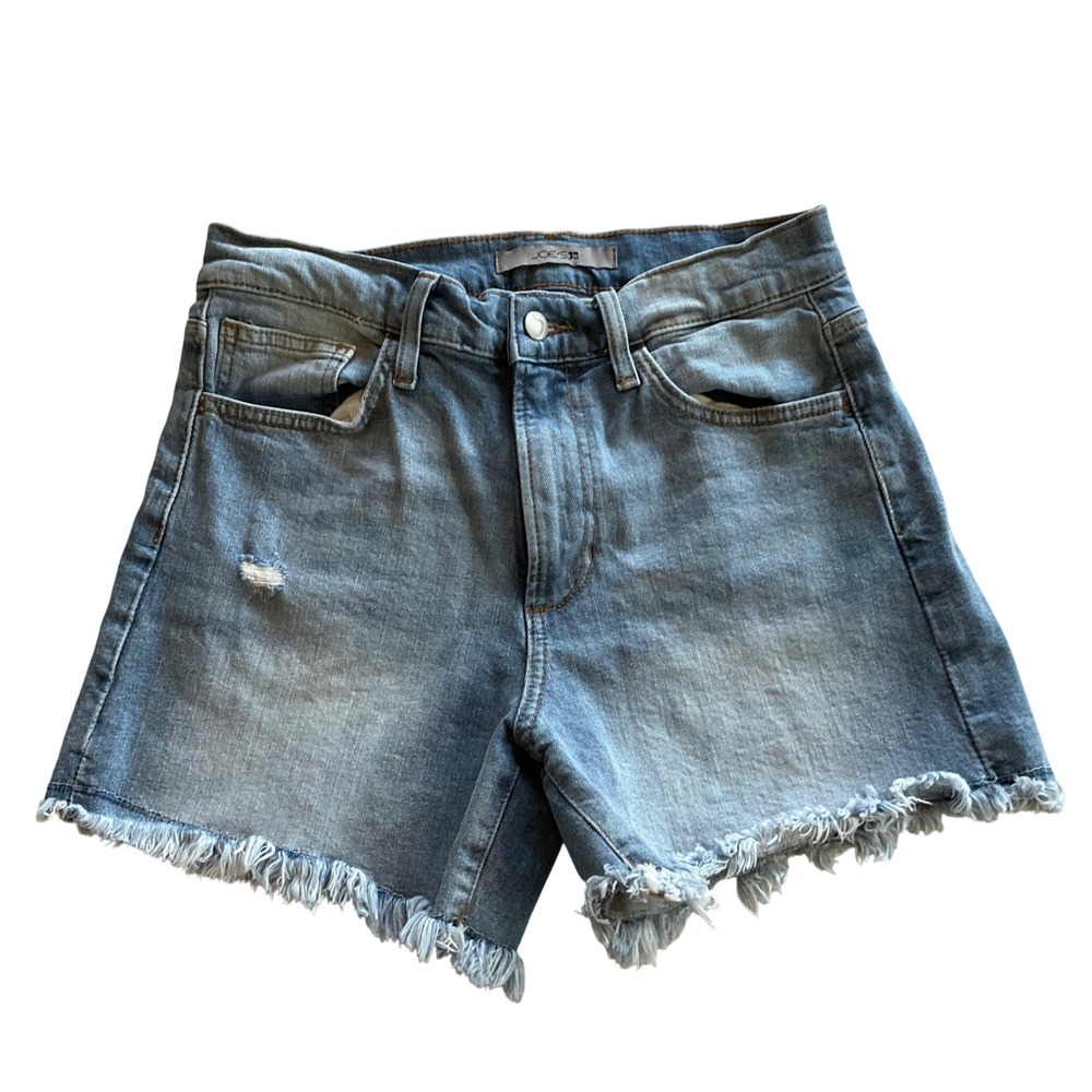 Joe's Jeans Relaxed Short Women 25 Blue Distressed Raw Hem Denim Cutoffs